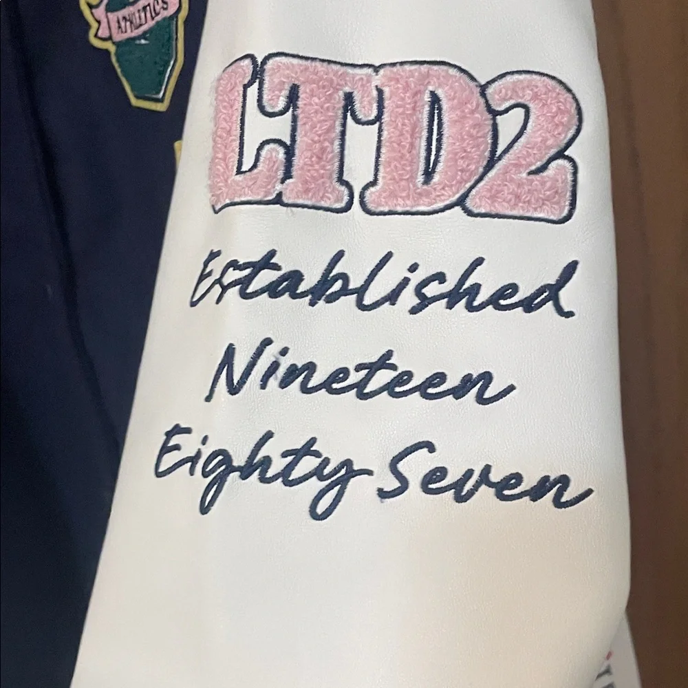 Limited Too NWT Girls size medium (10) Navy and White varsity letterman’s Jacket - Picture 6 of 8
